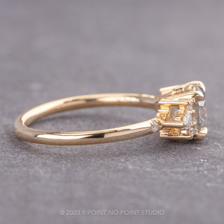 1.16 Carat Salt and Pepper Round Diamond Engagement Ring, Charlotte Setting, 14K Yellow Gold