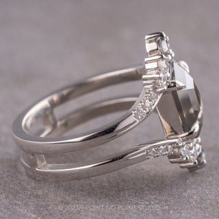 2.87 Carat Black Hexagon Diamond Engagement Ring, Empress Setting, Platinum