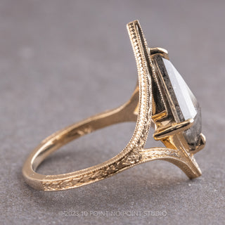 2.04 Carat Salt and Pepper Kite Diamond Engagement Ring, Arwen Setting, 14K Yellow Gold