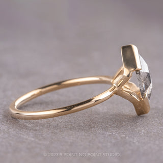1.47 Carat Salt and Pepper Hexagon Diamond Engagement Ring, Shay Setting, 14K Yellow Gold