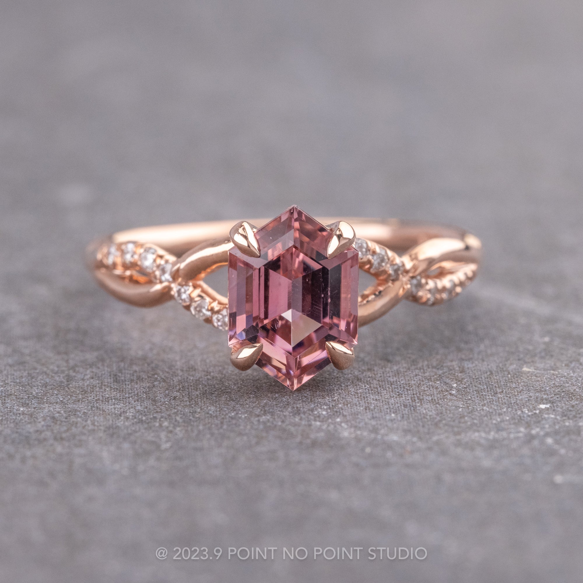 Natural Pink Tourmaline Engagement Ring Ring Vintage Nature Inspired H –  FGEM RING