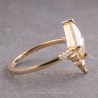 1.70 Carat Icy White Kite Diamond Engagement Ring, Wren Setting, 14K Yellow Gold