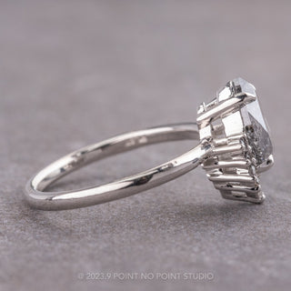 1.87 Carat Canadian Salt and Pepper Pear Diamond Engagement Ring, Ombre Ava Setting, Platinum
