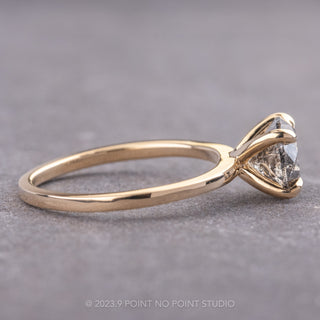 1.67 Carat Salt and Pepper Round Diamond Engagement Ring, Tulip Jane Setting, 14k Yellow Gold