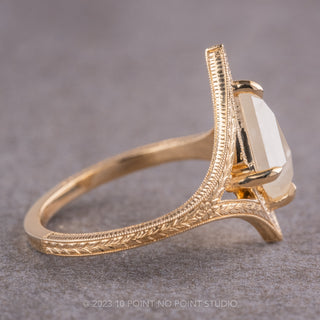 1.38 Carat Icy White Kite Diamond Engagement Ring, Engraved Arwen Setting, 14K Yellow Gold