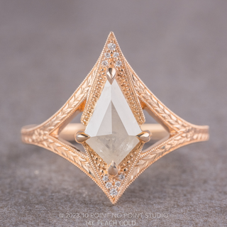 .88 Carat Icy White Kite Diamond Engagement Ring, Engraved Arwen Setting