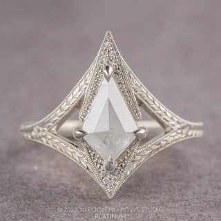 .88 Carat Icy White Kite Diamond Engagement Ring, Engraved Arwen Setting
