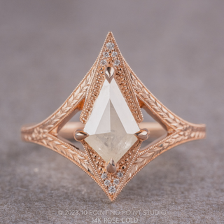 .88 Carat Icy White Kite Diamond Engagement Ring, Engraved Arwen Setting
