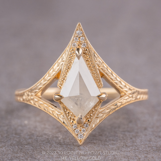 .88 Carat Icy White Kite Diamond Engagement Ring, Engraved Arwen Setting