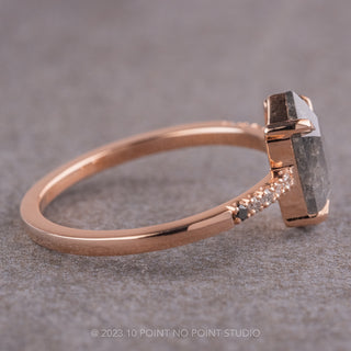 1.69 Carat Salt and Pepper Hexagon Diamond Engagement Ring, Ombre Jules Setting, 14k Rose Gold