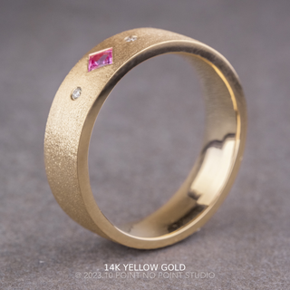 Pink Sapphire and Diamond Men's Wedding Ring, Comfort Fit