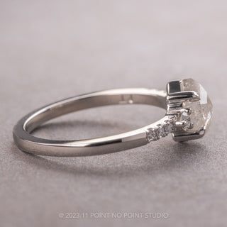 1.35 Carat Icy White Hexagon Diamond Engagement Ring, Eliza Setting, 14K White Gold
