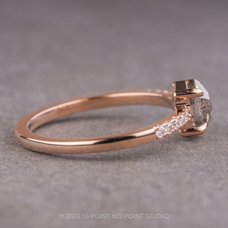 .79 Carat Salt and Pepper Hexagon Diamond Engagement Ring, Jules Setting, 14K Rose Gold