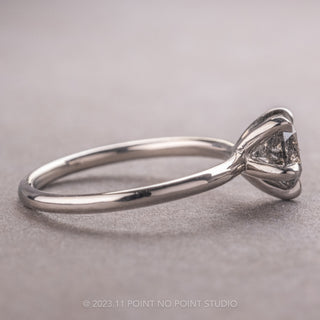 1.04 Carat Salt and Pepper Round Diamond Engagement Ring, Tulip Jane Setting, 14k White Gold