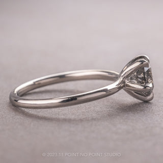 1.04 Carat Salt and Pepper Round Diamond Engagement Ring, Tulip Jane Setting, Platinum