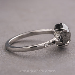 1.48 Carat Salt and Pepper Hexagon Diamond Engagement Ring, Ombre Eliza Setting, 14K White Gold