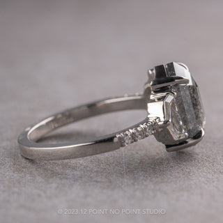 2.33 Carat Black Hexagon Diamond Engagement Ring, Eliza Setting, 14K White Gold