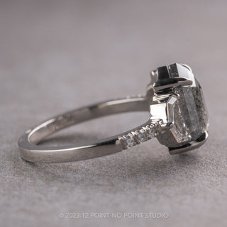 2.33 Carat Black Hexagon Diamond Engagement Ring, Eliza Setting, Platinum