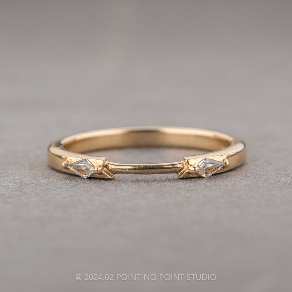Blake Wedding Ring Cuff, 2 White Kite Sapphire, Point No Point Studio