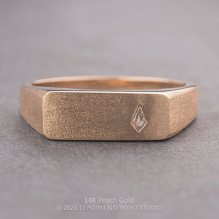 White Kite Sapphire Men's Signet Style Wedding Ring, Matte men's wedding band, Point No Point Studio. Eco-friendly, Recycled Metals, Conflict Free.