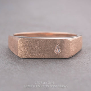 White Kite Sapphire Men's Signet Style Wedding Ring, Matte men's wedding band, Point No Point Studio. Eco-friendly, Recycled Metals, Conflict Free.