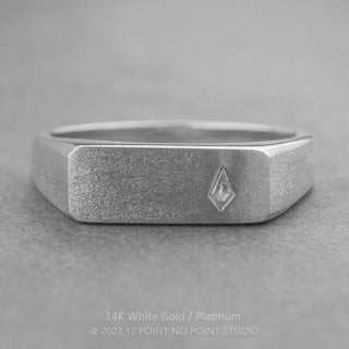 White Kite Sapphire Men's Signet Style Wedding Ring, Matte men's wedding band, Point No Point Studio. Eco-friendly, Recycled Metals, Conflict Free.