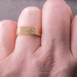 Signet Style Kite Sapphire Men's Wedding Ring, 14K Yellow Gold, Matte Finish