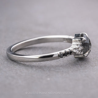.93 Carat Salt and Pepper Hexagon Diamond Engagement Ring, Quincy Setting, 14K White Gold