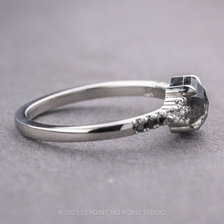 .95 Carat Salt and Pepper Hexagon Diamond Engagement Ring, Quincy Setting, Platinum