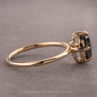 1.26 Carat Black Marquise Diamond Engagement Ring, Rhea Setting, 14K Yellow Gold