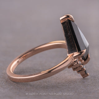 1.73 Carat Black Kite Diamond Engagement Ring, Ombre Ava Setting, 14K Rose Gold