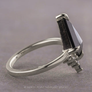 1.73 Carat Black Kite Diamond Engagement Ring, Ombre Ava Setting, Platinum