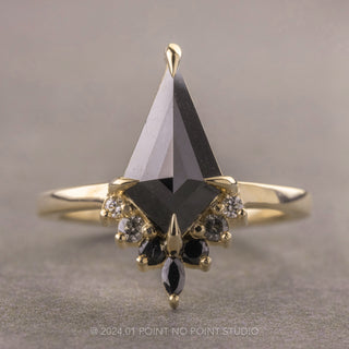 1.73 Carat Black Kite Diamond Engagement Ring, Ombre Ava Setting, 14k Yellow Gold