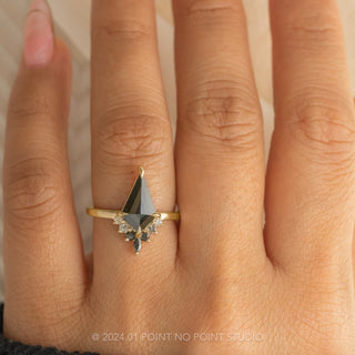 .92 Carat Black Kite Diamond Engagement Ring, Ombre Ava Setting, 14k Yellow Gold