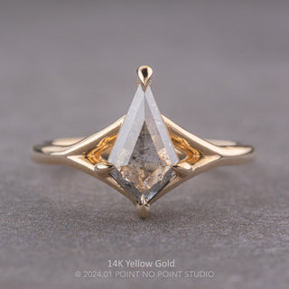 1.10 Carat Salt and Pepper Kite Diamond Engagement Ring, Split Shank Jane Setting, Point No Point Studio. Available in a variety of metal types. Eco-friendly, Recycled Metals, Conflict Free.