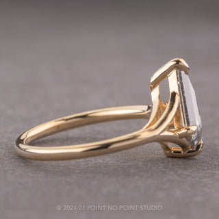.88 Carat Salt and Pepper Kite Diamond Engagement Ring, Split Shank Jane Setting, 14K Yellow Gold