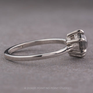 1.44 Carat Black Speckled Hexagon Diamond Engagement Ring, Lark Setting, Platinum