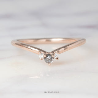 Charlotte Wedding Ring, Salt and Pepper and White Diamond, Round band