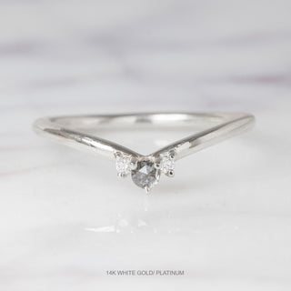 Charlotte Wedding Ring, Salt and Pepper and White Diamond, Round band