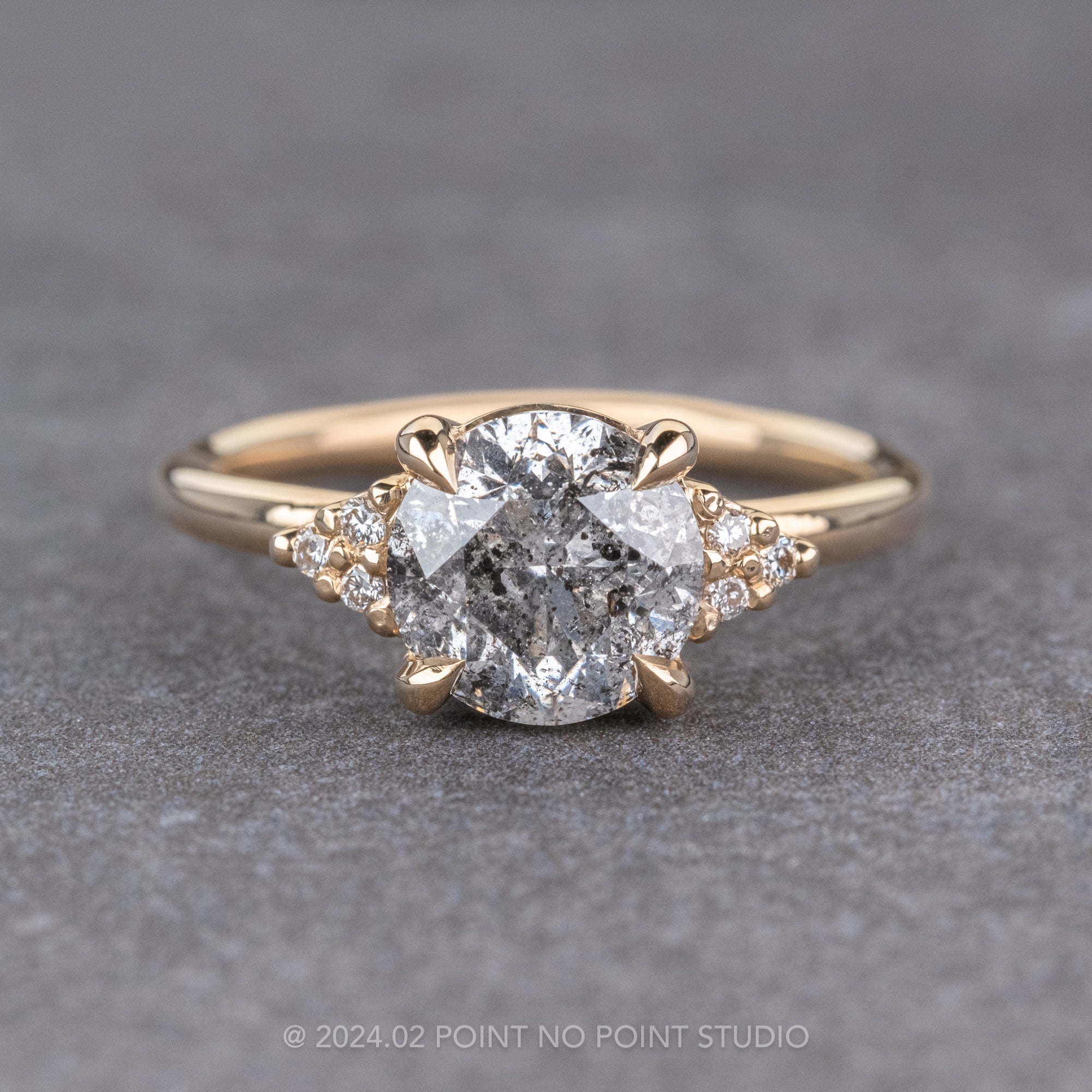 Salt and Pepper Diamond Engagement Ring, Point No Point Studio