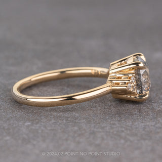 2.21 Carat Salt and Pepper Round Diamond Engagement Ring, Quinn Setting, 14K Yellow Gold