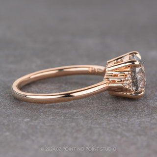2.21 Carat Salt and Pepper Round Diamond Engagement Ring, Quinn Setting, 14K Rose Gold