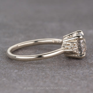 2.21 Carat Salt and Pepper Round Diamond Engagement Ring, Quinn Setting, 14K White Gold