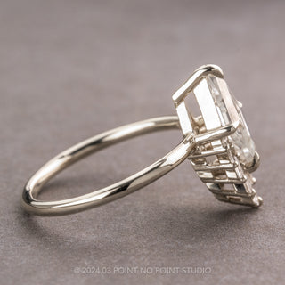 1.40 Carat Lozenge Moissanite and Diamond Engagement Ring, Wren Setting, Platinum