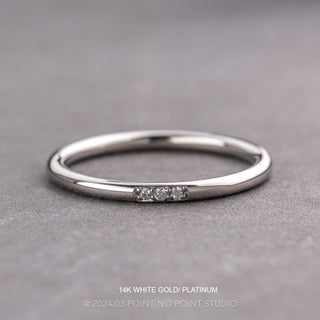 Classic Straight Wedding Ring, 3 Diamond, Round Band