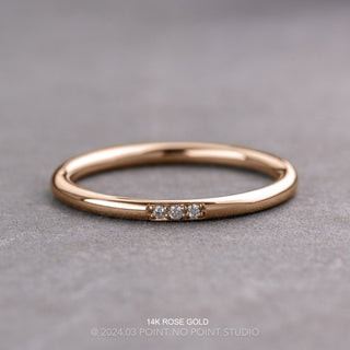 Classic Straight Wedding Ring, 3 Diamond, Round Band