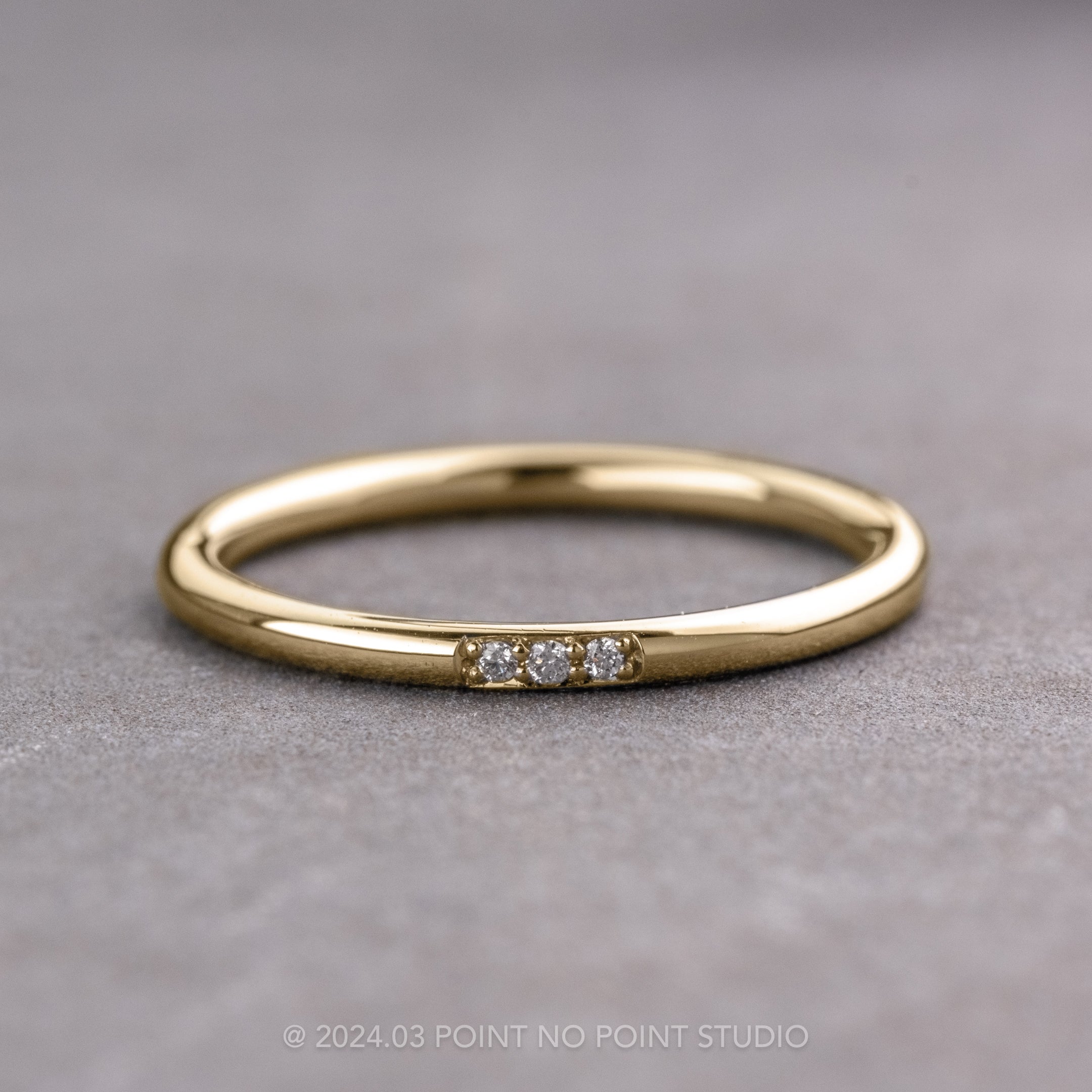 Diamond Round Wedding Band, 14k Yellow Gold – Point No Point Studio