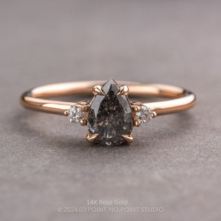.99 Carat Salt and Pepper Pear Diamond Engagement Ring, Zoe Setting