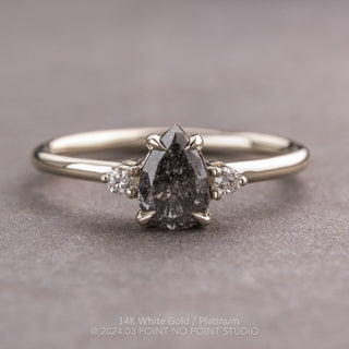 .99 Carat Salt and Pepper Pear Diamond Engagement Ring, Zoe Setting