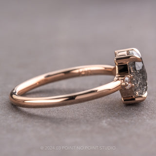 1.57 Carat Black Speckled Oval Diamond Engagement Ring, Zoe Setting, 14K Rose Gold